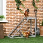 Perchoir en bois pour poule, aire de jeux en bois pour poules avec balançoire, échelle, plateforme, 96 x 40 x 71 cm, gris
