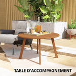 Petite table basse ronde, table d'appoint avec patins antidérapants, cadre en métal, pour jardin, Ø 70 x 42 cm, orange