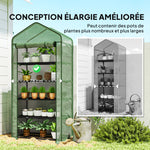 Serre de jardin Serre 5 niveaux avec 1 porte enroulable, Bâche en PE Renforcée Résistante dim. 90L x 49l x 193H cm