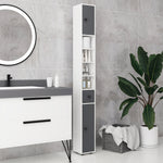 Colonne de rangement armoire haute pour salle de bain 1 tiroir 4 étagères réglables et 2 placards 20 x 20 x 180 cm gris