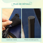 Lit pour chien chat lit de camp grand confort sur pieds tissu oxford textilène micro-perforé 76L x 61l x 18H cm bleu marine noir