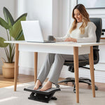Voetensteun voor kantoor, ergonomische voetensteun, hoek verstelbaar van -30° tot +30°, 46L x 35B x 11/13,5/17H cm, zwart