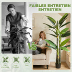Plante Artificielle Bananier 180 cm, 18 Feuilles Réalistes, Pot, Entretien Facile, pour Maison Bureau, Vert