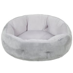 Lit pour chat réversible, lit pour chats d'intérieur et petits chiens, lit rond avec rebord de soutien, gris clair