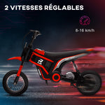 Moto cross électrique enfant moto électrique enfants moteur 350 W batterie 12V 8-16 km/h pneus gonflables 12'' rouge