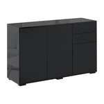 Buffet meuble de rangement 2 tiroirs coulissants 3 portes étagère réglable panneaux de particules 117 x 36 x 74 cm noir