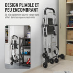 Chariot de courses pliable caddie de courses portable à roulettes avec siège pliable, sac amovible, 46x59,5x97cm, noir