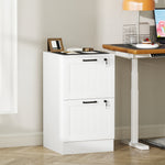 Caisson bureau, meuble rangement bois 2 tiroirs et serrure, barres de suspension réglables, 40 x 40 x 71 cm, blanc