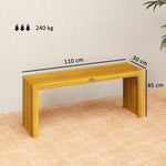 Banc de Jardin en Bois d'Acacia sans Dossier 2 Places, Assise à Lattes Effet Bois, 110x30x45cm, Bois naturel