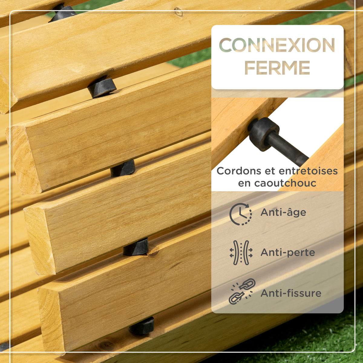 Allée chemin de jardin en lattes de bois enroulable - bois massif de pin 185 x 60 cm