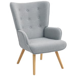Fauteuil de salon en tissu bouclette, fauteuil capitonné et rembourré avec pieds en bois, 71 x 74 x 96 cm, gris clair