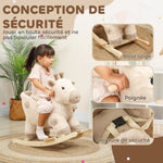 Cheval à bascule pour enfants girafe jouet à bascule bébé avec effet sonore, ceinture de sécurité, 68x35x50cm, beige