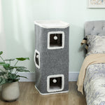 Tour pour chat 4 niveaux, arbre à chat stable boules de jeu plateforme supérieure bord en peluche, 41x 41 x 100 cm, gris