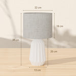 Lampe de Table avec Base en Céramique et Abat-Jour en Lin, Lampe de Chevet avec Interrupteur, Culot E27, Blanc et Beige