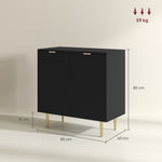 Buffet cuisine meuble de rangement avec 2 portes étagère réglable pieds métalliques surélevés 80 x 40 x 80 cm noir
