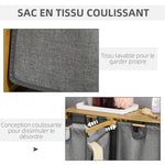 Panier à linge en bambou 2 paniers amovibles et coulissants en non-tissé 63,5 x 33 x 73 cm gris foncé