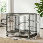 Cage pour Chien, Plateau Amovible, Roues avec Freins, Toit Ouvrant Verrouillable, 60,5x45,5x54,5cm, Noir