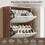 Armoire à Chaussures Meuble à Chaussures 5 Portes abattantes Bicolore Blanc Marron foncé Imitation Bois