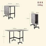 Table à Manger Pliante sur Roulettes pour 4-6 Personnes 120 cm, Roues avec Freins, 2 Abattants, Style Industriel, Gris