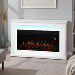 Cheminée électrique 1000W/2000W, fausse cheminée décorative, effet flamme à 5 luminosités réglables, 121x25x77cm, blanc