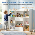 Meuble rangement enfant, bibliothèque enfants avec 8 compartiments et étagère supérieure, 104 x 29 x 101,5 cm, blanc
