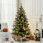 Sapin de Noël Artificiel 180 cm arbre de Noël lumineux LED blanc chaud 872 branches base en métal - vert