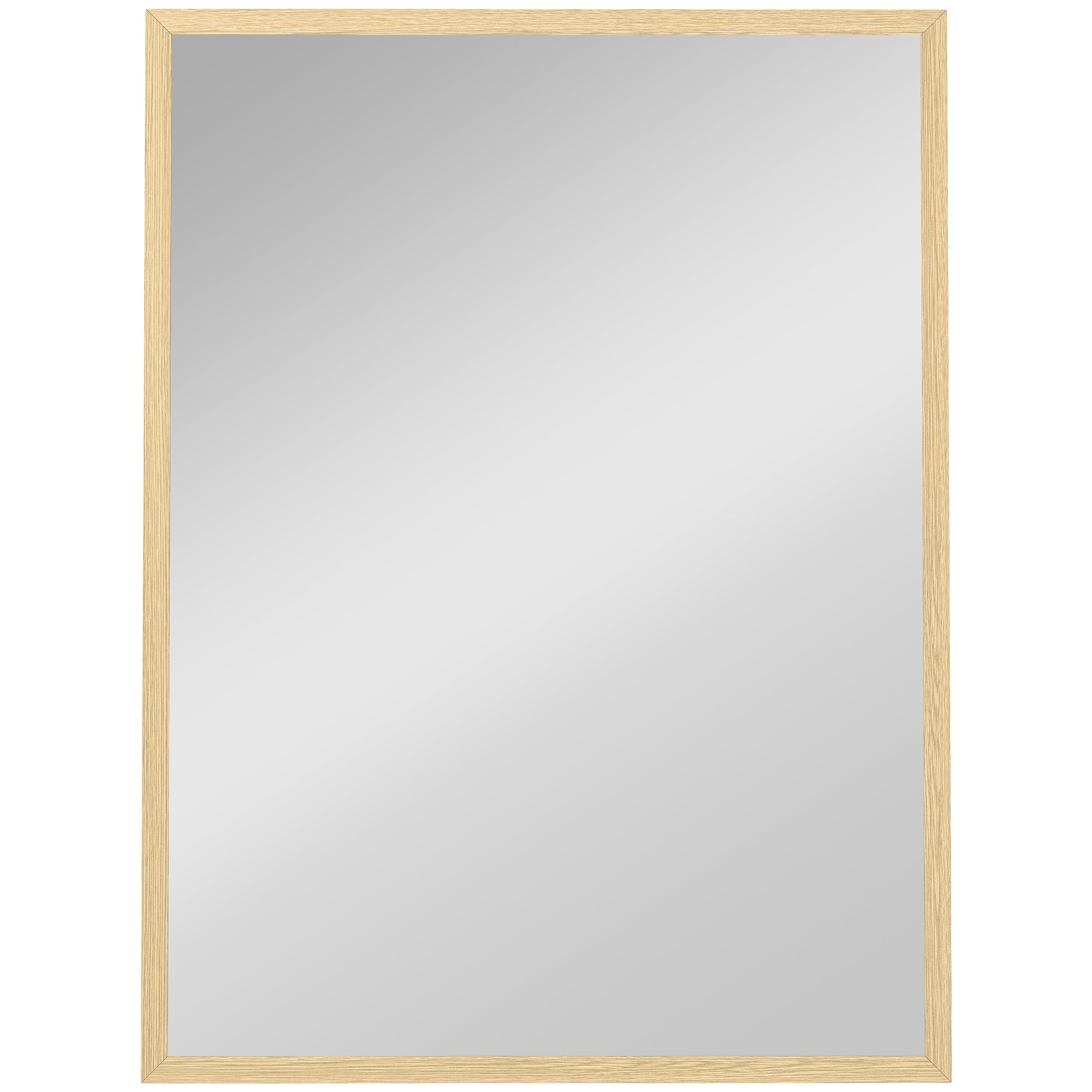 Miroir mural rectangulaire 80 x 60 cm, cadre en bois naturel, idéal pour la salle de bain, salon ou chambre