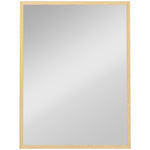 Miroir mural rectangulaire 80 x 60 cm, cadre en bois naturel, idéal pour la salle de bain, salon ou chambre