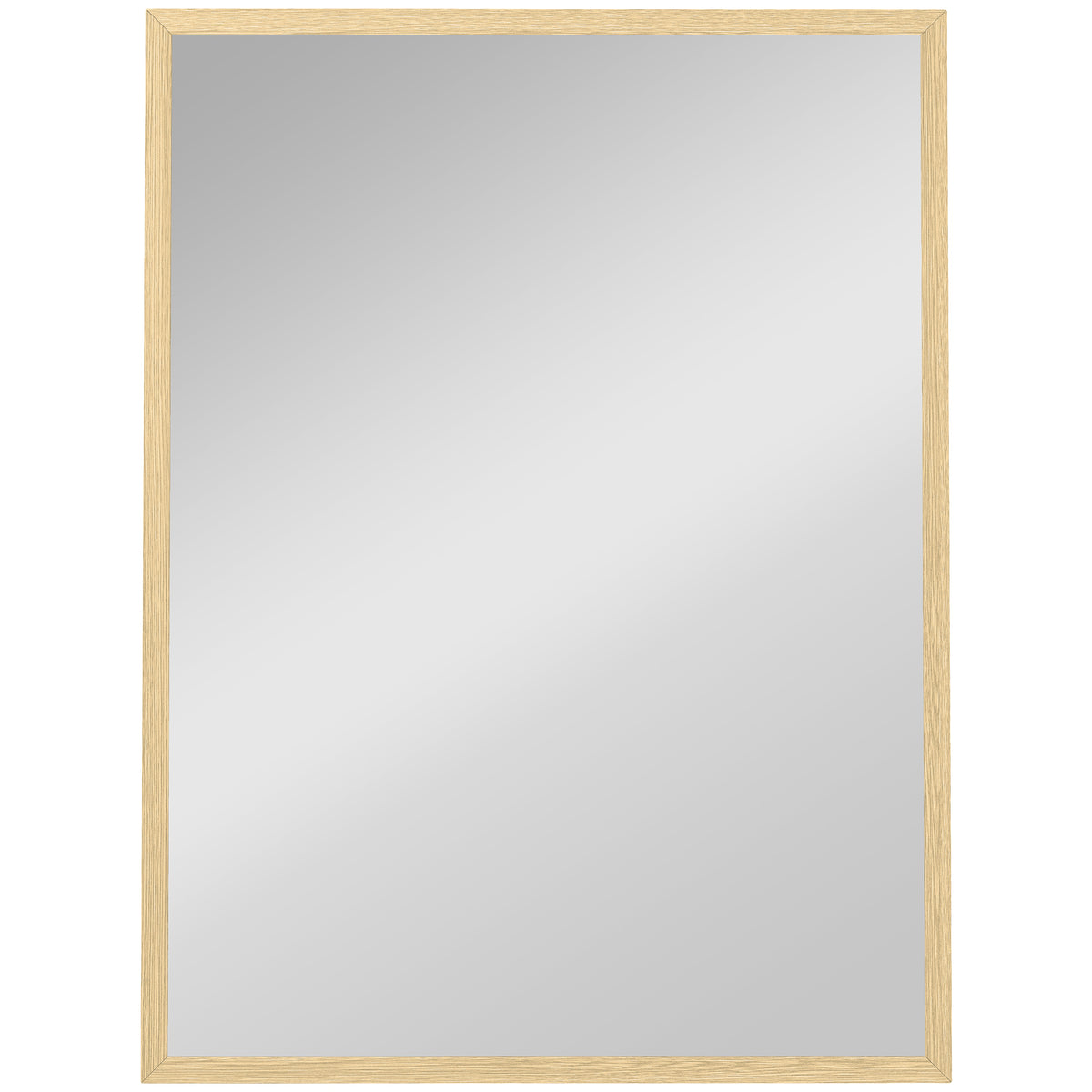 Miroir mural rectangulaire 80 x 60 cm, cadre en bois naturel, idéal pour la salle de bain, salon ou chambre