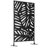 Panneau brise vue décoratif extérieur noir à motif végétal en métal - 122 x 45 x 198 cm
