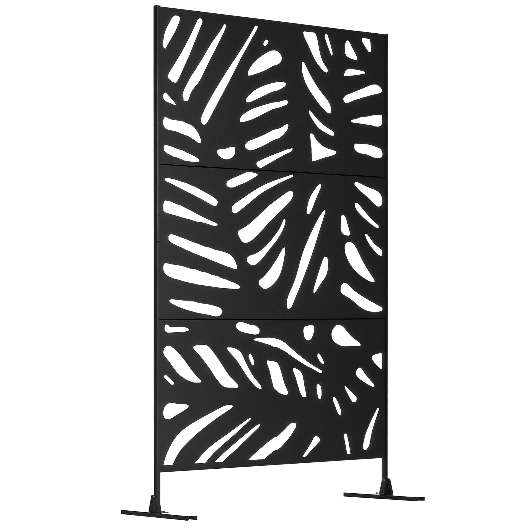 Panneau brise vue décoratif extérieur noir à motif végétal en métal - 122 x 45 x 198 cm