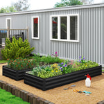 Carré potager de jardin rectangulaire jardinière extérieure 241 x 90,5 x 30 cm tôle d'acier ondulée noir