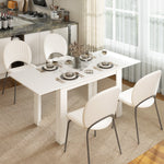 Extendable dining table, rectangular kitchen table, for 6-8 people, 140-180 x 80 cm, white