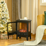 Cheminée électrique poêle Style néo-rétro 900-1800 W Simulation Flammes LED luminosité réglable Acier ABS Noir