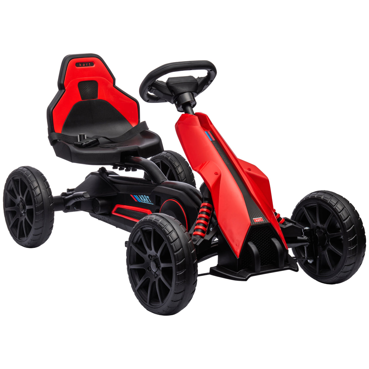 Kart à pédales pour enfants avec siège ajustable 4 positions et roues en EVA 100 x 58 x 58,5 cm rouge et noir