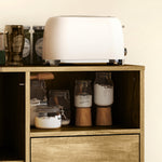 Buffet, meuble de rangement avec 2 tiroirs, compartiment ouvert et étagère réglable, 80l x 40P x 78H cm, naturel