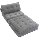 Fauteuil Convertible 1 Place 95 x 220 cm avec 2 Oreillers, Siège Épais, Fauteuil-Lit Chauffeuse 3 en 1, Gris Clair