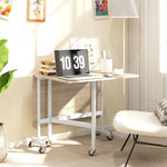 Table à Manger Pliante sur Roulettes pour 4-6 Personnes 120 cm, Roues avec Freins, 2 Abattants, Style Industriel, Chêne
