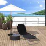 Bain de Soleil transat Pliable Dossier réglable Multipositions métal et Polyester Noir
