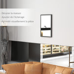 Miroir mural rectangulaire 60 x 40 cm, cadre en bois noir, idéal pour la salle de bain, salon ou chambre