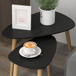 Lot de 2 tables basses gigognes design scandinave pieds en bois et plateau en bois, noir