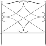 Lot de 5 clôtures de jardin décoratives en métal avec ornements 305 x 62 cm noir