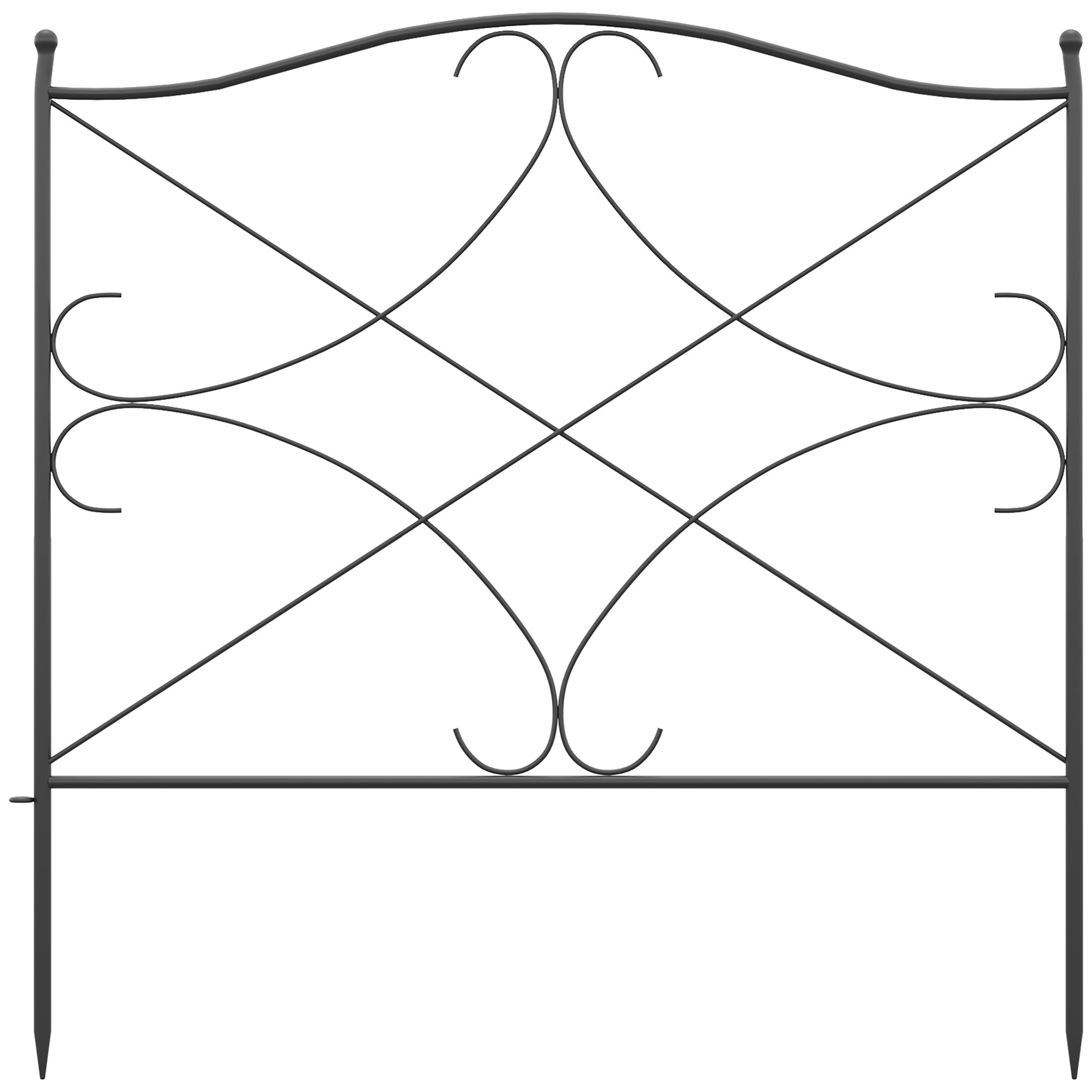 Lot de 5 clôtures de jardin décoratives en métal avec ornements 305 x 62 cm noir