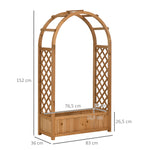 Jardinière rectangulaire sur pied avec treillis et arche - 83 x 36 x 152 cm - fond à lattes - bois sapin pré-huilé