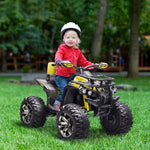 Quad Buggy électrique Enfant 12 V 8 Km/h Max. Voiture électrique Enfant avec Effets Lumineux sonores Selle avec Dossier Porte-Bagage Avant métal PP Jaune Noir