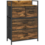Meuble de rangement style industriel commode 4 tiroirs en tissu pliables et amovibles et 1 étagère - 60 x 29 x 85 cm
