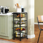 Desserte cuisine 4 niveaux chariot de service sur roulettes plan de travail cadre en acier 49,5 x 31 x 91 cm gris clair