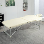 Draagbare opvouwbare massagetafel + draagtas max. belasting 225 kg in hoogte verstelbaar 210 x 90 cm crème