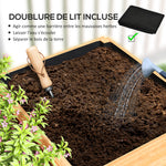 Jardinière extérieur, carré potager en bois, 3 compartiments de plantation et doublure inclus, 140x60x40cm, naturel