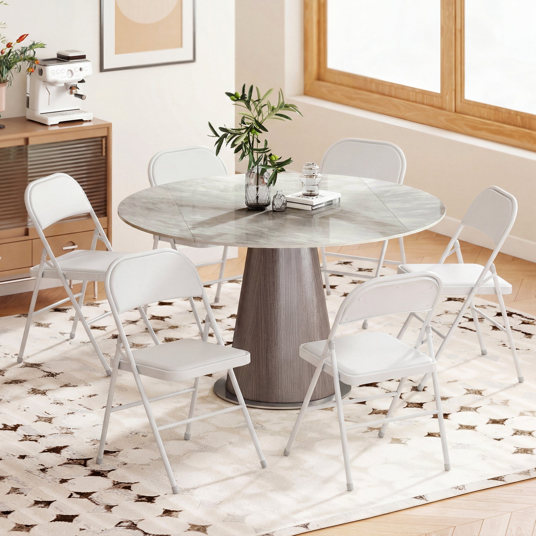 Lot de 6 chaises pliantes chaises de salle à manger portables cadre en acier 45 x 46 x 78 cm blanc